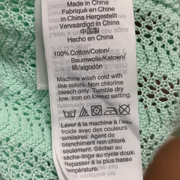 J. Crew Pointelle Ruffle Mock Neck Sweater Mint Green XS - Picture 9 of 10